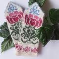 Wool mittens with flowers  patterns - Gloves & mittens - knitwork