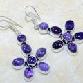 Earrings with amethyst - Earrings - beadwork