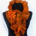 Brown orange scarf felting processes - Scarves & shawls - felting
