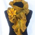 Brown yellow scarf felting processes - Scarves & shawls - felting