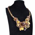 Soutache necklace with amber - Necklace - beadwork
