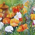 Yellow poppies 60x30 - Oil painting - drawing