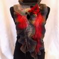 Veltas black, gray, red scarf - Scarves & shawls - felting