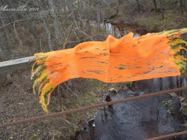 Orange cobweb - Scarves & shawls