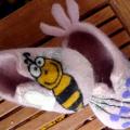 Bees Text Music - Shoes & slippers - felting