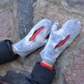 Red gray gloves - Gloves & mittens - felting