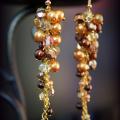 Chocolate and gold earrings - Earrings - beadwork