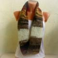 Autumnal brown color infinity scarf with mohair, snood - Scarves & shawls - knitwork