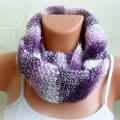 Stylish infinity scarf with mohair, snood, sleeve, double, and purple colors - Scarves & shawls - knitwork