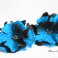 Black turquoise - Hair accessories - felting