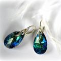 Blue crystal earrings - Earrings - beadwork