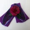 Wristlets trio ,, ,, purple flowers - Wristlets - felting