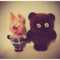 Winnie the Pooh and Piglet - Pendants - felting