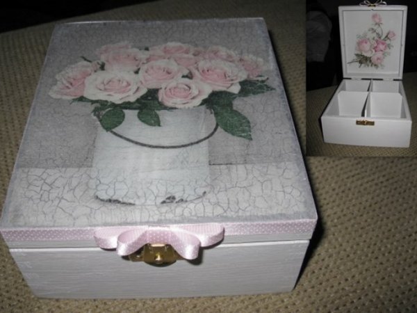 papuošalinė / tearoom buckets ROSES - Decoupage