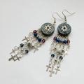 Earrings with small crosses - Earrings - beadwork