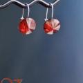Swarovski red magma button - Earrings - beadwork