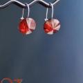 Swarovski red magma button - Earrings - beadwork