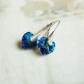 Swarovski heart, bermuda blue - Earrings - beadwork