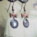 Swarovski sun night with silver ribbon - Earrings - beadwork