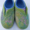 green-blue felted slippers female " vortex " - Shoes & slippers - felting