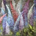 Lupine Dance 30x70 - Oil painting - drawing