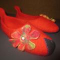 Red flower - Shoes & slippers - felting