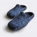 Felt slippers blue linen - Shoes & slippers - felting