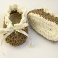 Brown with white shoes, for 3-6 months. baby - Shoes - needlework