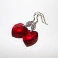 Earrings with Swarovski hearts - Earrings - beadwork