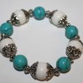 White coral and blue bracelet howlito - Bracelets - beadwork
