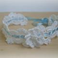 Christenings or other occasion and white headband with a flower - Hats  - needlework