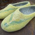 green-gray felted slippers " & quot crossroads; - Shoes & slippers - felting