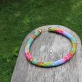 Rainbow beaded rope necklace - Bead crochet necklace with geometric pattern  - Biser - beadwork