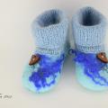 Five blue hues - Shoes & slippers - felting