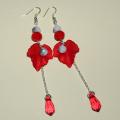 red leaves - Earrings - beadwork