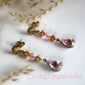 Pink crystal earrings - Earrings - beadwork