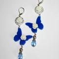 blue butterflies - Earrings - beadwork