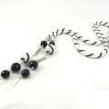 White bead crochet necklace with black agate - Biser - beadwork