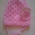Pink hat with flower - Hats - knitwork