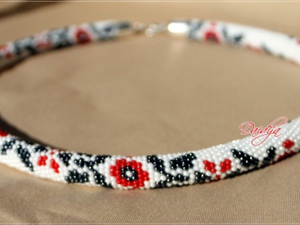 Beaded Crochet Rope Necklace - Beadwork - Seed beads jewelry - National Ukraine  3