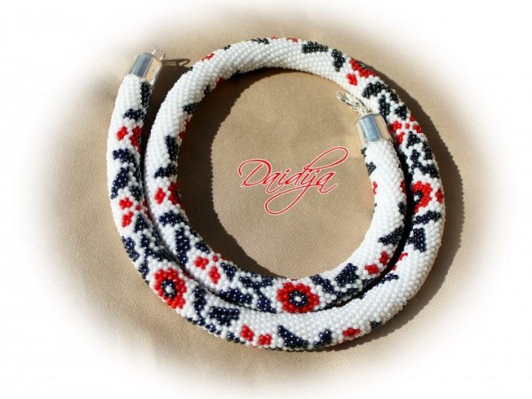 Beaded Crochet Rope Necklace - Beadwork - Seed beads jewelry - National Ukraine  2