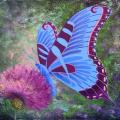 Blue butterfly 60x55 - Oil painting - drawing