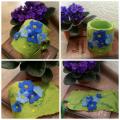 " violet flowers " - For interior - felting