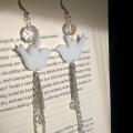 White birds - Earrings - beadwork