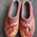female red felted slippers " road " - Shoes & slippers - felting