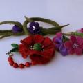 Felt bracelet ,, ,, Spring flowers chords - Bracelets - felting