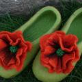 And again poppies - Shoes & slippers - felting