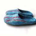 Felt slippers Turquoise - Shoes & slippers - felting