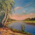 Sunny afternoon riverside ... - Oil painting - drawing