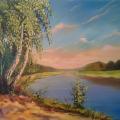 Sunny afternoon riverside ... - Oil painting - drawing